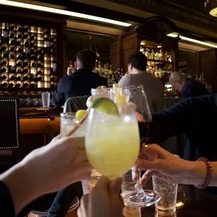 Happy Hour drinks: margaritas and wine