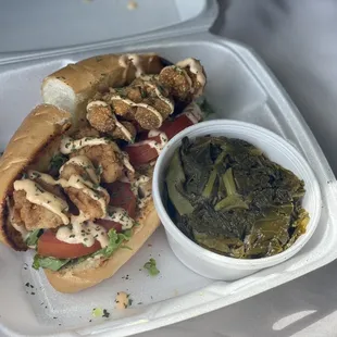 Mushroom PoBoy Jackfruit PoBoy Collard greens