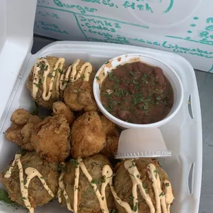 Linda&apos;s Sampler (boudin balls, cauliflower bites, crab cakes and red beans &amp; rice