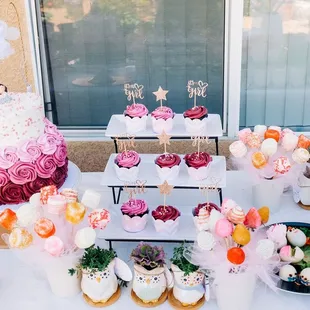 a table of desserts