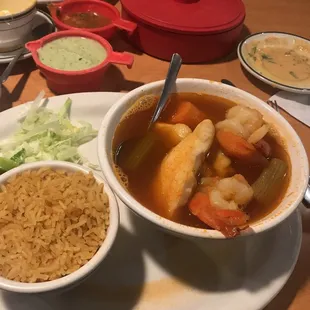 Caldo with fish and shrimp