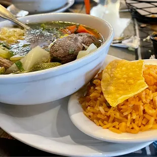 Caldo de Res Traditional beef soup plate