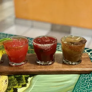 Margarita flight L to R (watermelon, triple berry, smokey tamarindo)