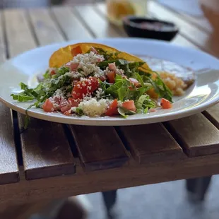 Tacos: crispy shells w/shredded chicken - my  12-year-old can't wait to come back &amp; order this again !