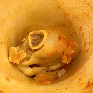 A lot of bones and fat in pozole