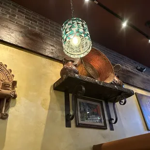 Walk decor inside restaurant. .