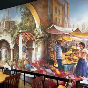 a mural in a mexican restaurant