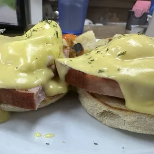 Eggs Benedict with ham steak!