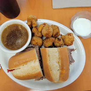 French Dip with Auh-mazing deep fried mushrooms.