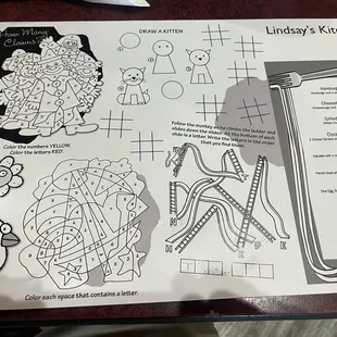 Kids menu