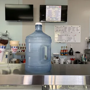 One gallon cold water already filled.