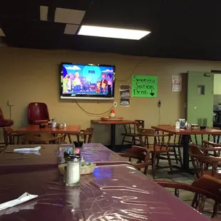 a television in the background