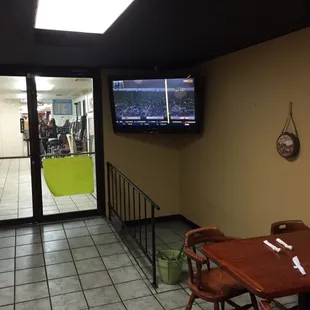 a view of the dining area