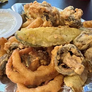 onion rings and pickles
