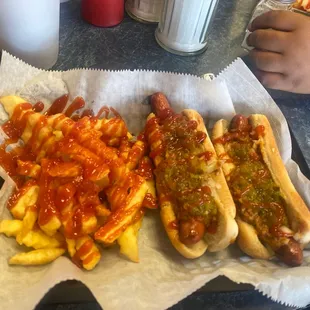 2 Pieces Hotdogs with Medium Drink and Fries