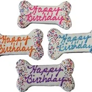 Birthday bones for your pampered pooch sold in the 'Barkery.'