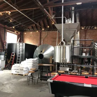 Spotless start to the brewing process! And a pool table!
