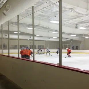 View from the center ice bleachers during adult league game