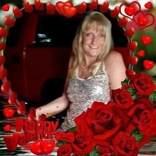 a picture of a woman with roses