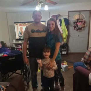 a family in a living room