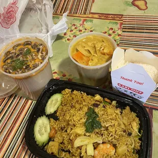 Tom Kha Soup Yellow Curry Chicken Pineapple Fried Rice