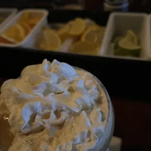 whipped cream in a glass cup
