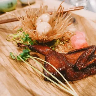 Crispy Quail with Oolong Tea Quail Eggs
