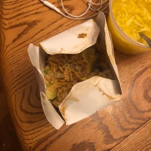a meal in a paper bag