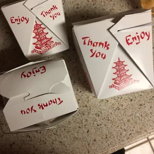 2 Smaller rice that comes with any pint size menu item and the larger box is the $1 added rice (pint).