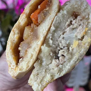Not much filling in either empanada. Pork on the left. Chicken on the right. Flavors were meh.