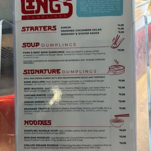 Menu side 1