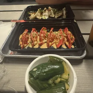 Cucumber Salad, Beef &amp; Chicken Dumplings