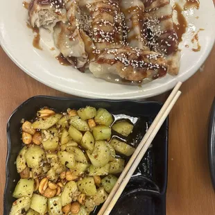 Chicken dumplings &amp; chili cucumber