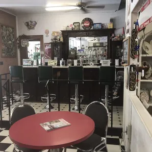 the interior of a diner