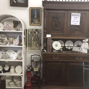 a display of antique china