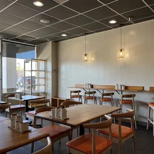 tables and chairs in a restaurant