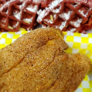 fried fish and waffles