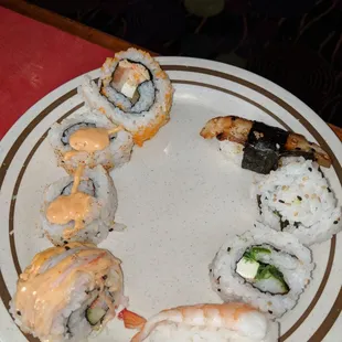 Nice variety of food, but sushi was not fresh. I would not try the sushi again