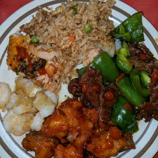 Rice, chicken, shrimp, etc. - food good overall