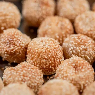 a tray of sesame balls