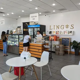 the interior of a bakery