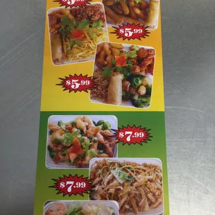 a menu for lunch special