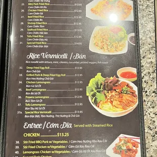 Menu as of 2/18/23