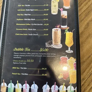 Drink menu