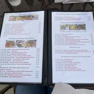 a menu on a table
