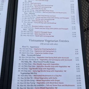 menu