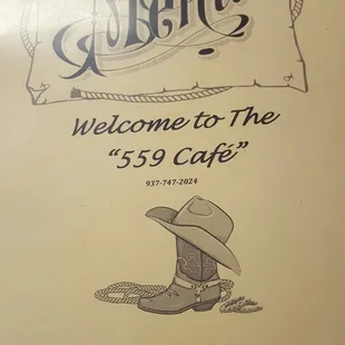the menu for the restaurant