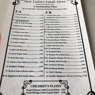 Lunch menu