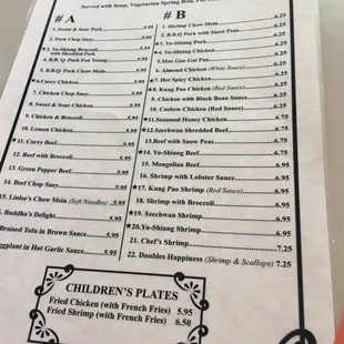 menu