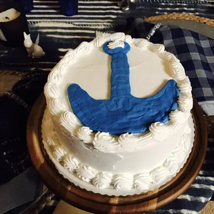 A beautifully nautical anniversary cake!